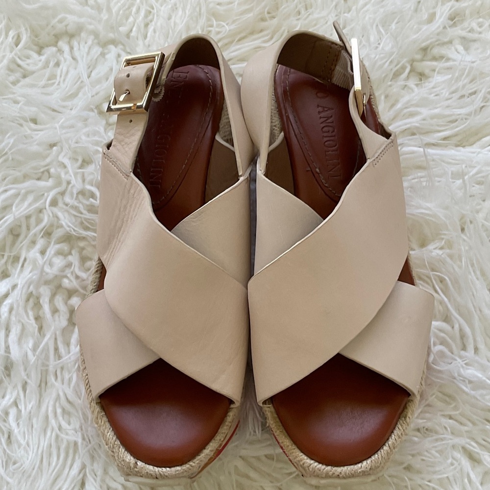 Women's Cream Espadrille Sandals Platforms - Picture 2 of 5